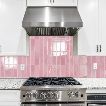 Art3d 11.4 x 9 Inch Heavy-Duty Peel and Stick PVC Backsplash for Home Décor, 10-Pack PVC Wall Tiles for Kitchen Countertop, Pink Marble