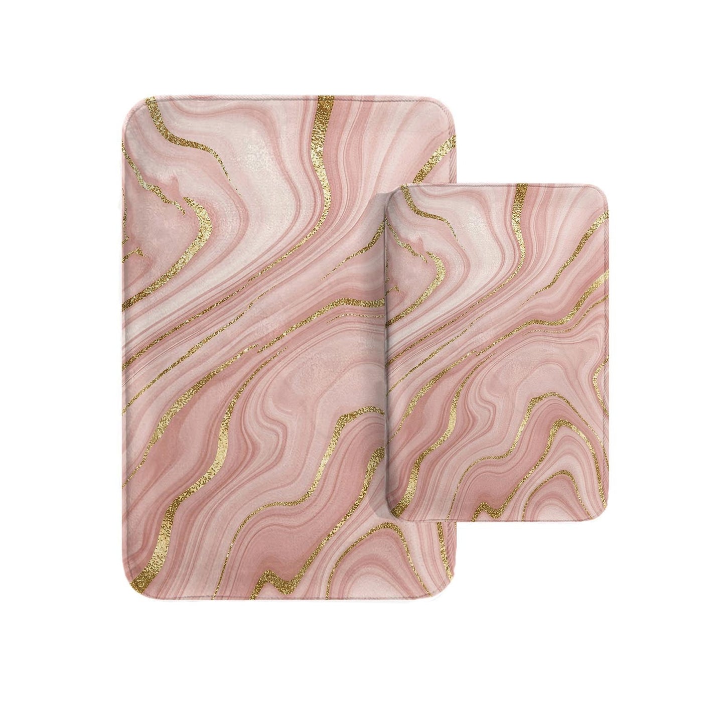Britimes Marble Pink Bathroom Rug Set of 2, Washable Cover Floor Rug Carpets Floor Bath Mat Bathroom Decorations 16x24 and 20x32 Inches