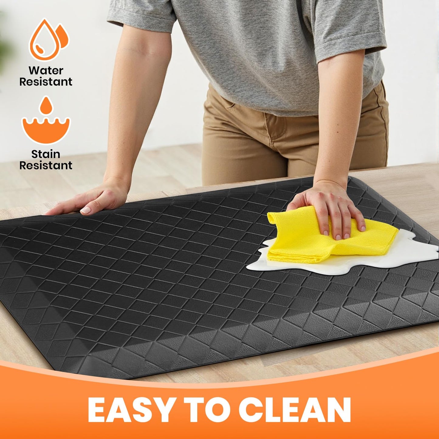 TranquilMoments 4/5 Inch Extra Thick Kitchen Mats for Floor,Non Slip Anti Fatigue Kitchen Rugs,Waterproof Stain Resistant Sink Mat,Cushioned Standing and Comfort Mats for Office (17"x24" Black)