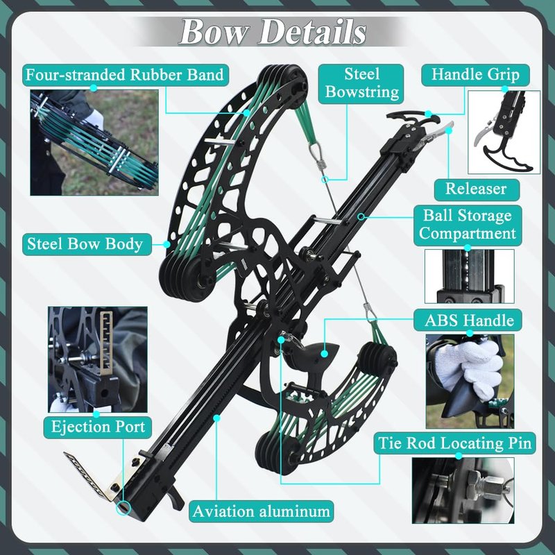 Runzkzy Ball Bearing Bow, Compound Bow Set That Shoots Steel Balls, Right Handed Hunting Bows for Adults, Composite Pulley Bow with Continuous Shooting