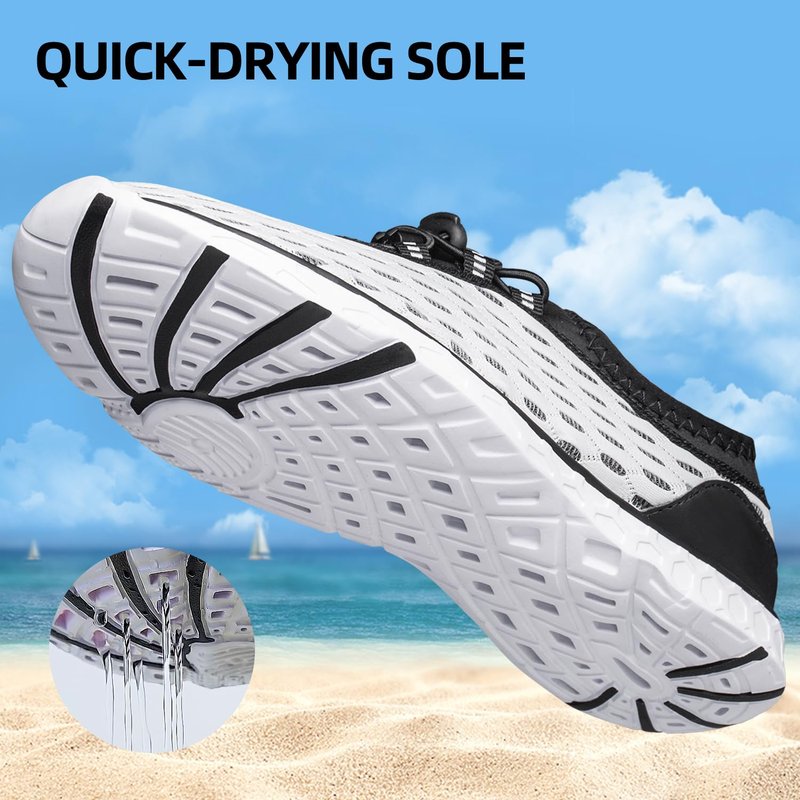 DOUSSPRT Men's Water Shoes Quick Drying Sports Aqua Shoes White Size 11