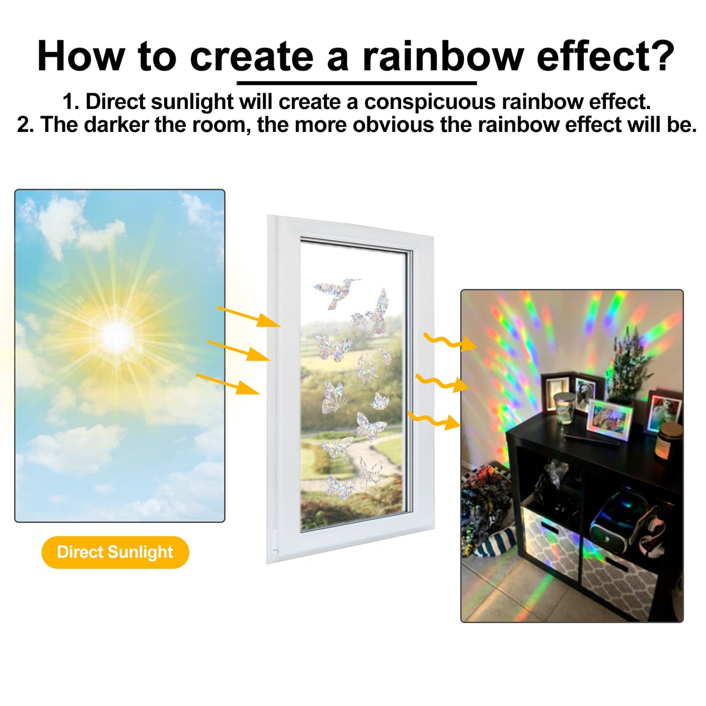 36 Pieces Window Decals for Bird Strikes, Window Clings Prevent Birds from Hitting Windows Suncatcher Stickers（Bird, Butterfly, Feather, Leaf