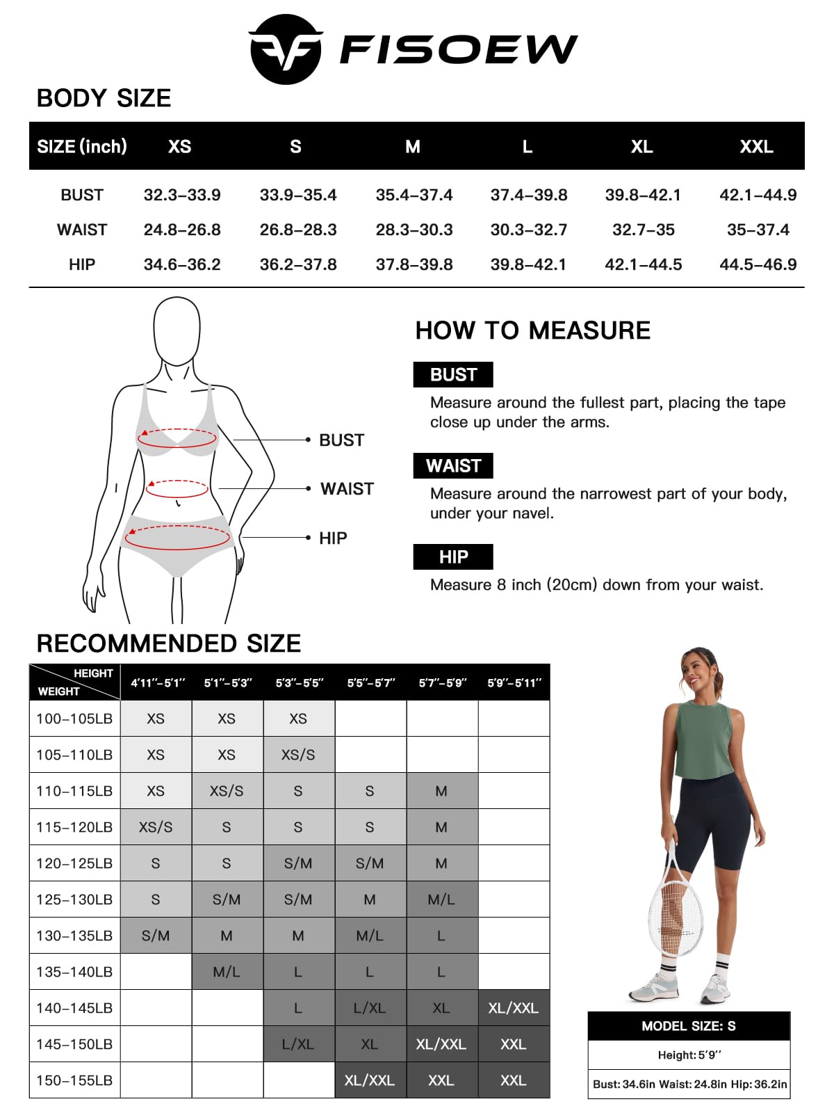 Fisoew Womens Workout Cropped Tank Tops Racerback Sleeveless Crewneck Running Yoga Active Shirts White
