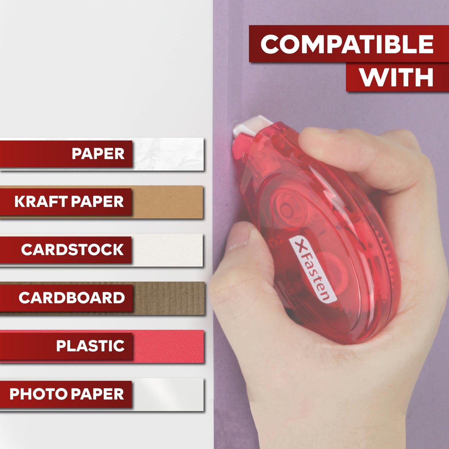 XFasten Adhesive Roller for Scrapbooking, 8mm x 30ft 8-Pack Double Sided Glue Tape Roller, Scrapbook Supplies for Adults, Photo Tape for Scrapbooking