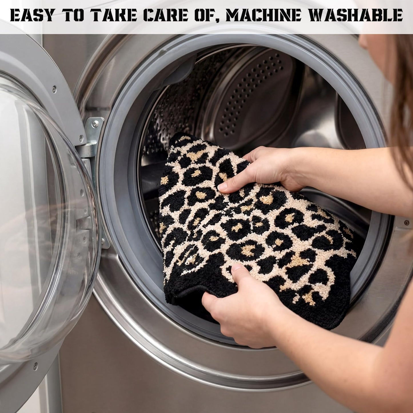 Dunzy Scalloped Cheetah Rug Leopard Bathroom Mat Cheetah Print Room Decor Cute Absorbent Bath Mat for Bathroom Non Slip Soft Leopard Bath Rug Western Decor for Home Living Room Bedroom, 20 x 31