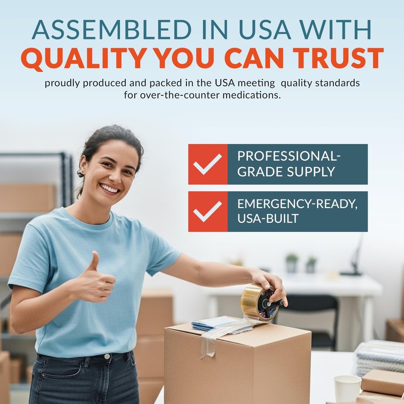 Epic Medical Supply First Aid Kit Medication Refill – 43-Count Unit Dose Packets - Alcohol Pads & Bandages – Emergency Medicine Kit Pills - 1st Aid Kit Refill, Travel, Camping – Assembled in USA