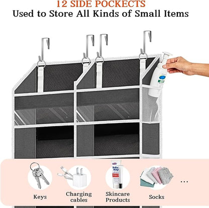2 Pack Over The Door Organizer 6 Tiers, Extra Large Behind Door Storage of 12