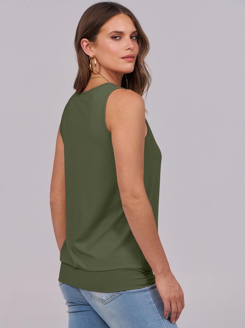 ANRABESS Women Tank Tops Summer V Neck Sleeveless Casual Loose Fit Cute Cami Basic T Shirts Solid Tees 2026 Trendy Outfits Army Green X-Large