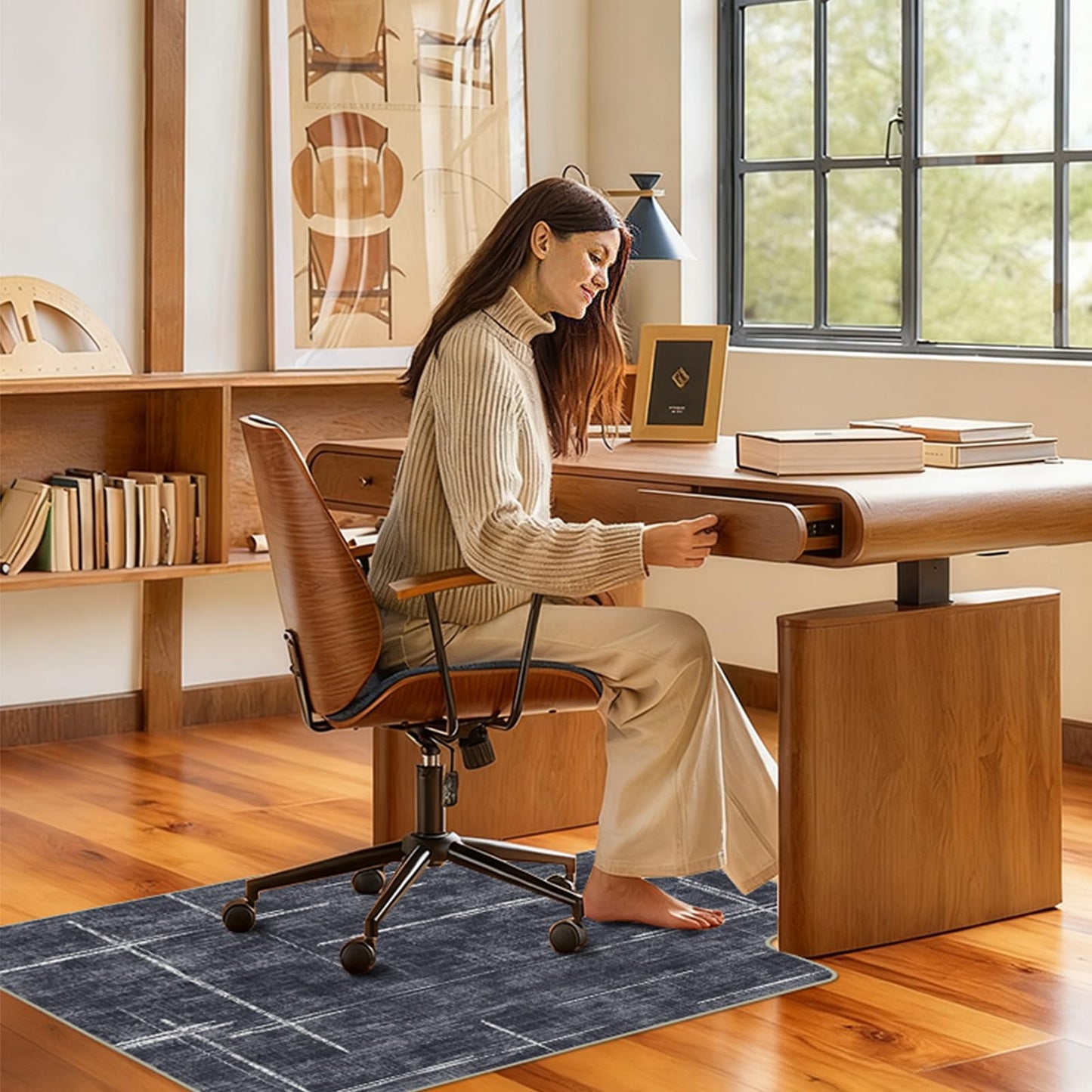 Office Chair Mat for Hardwood Floor & Tile Floor,36"X 48" Heavy Duty Desk Chair Mat for Hard Floors, Under Desk Rug for Rolling Computer Chair,Anti Slip,Low Pile Carpet Protector-Convex