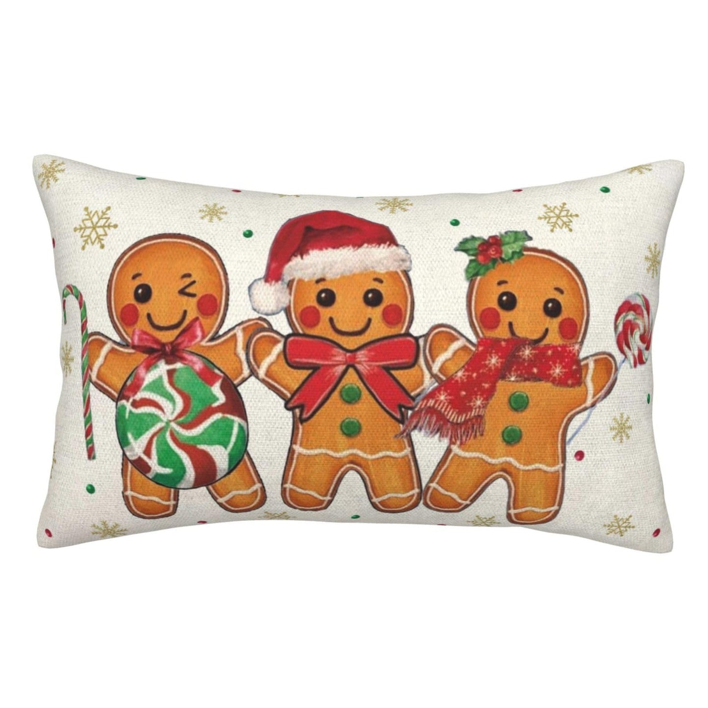 OFIRD Christmas Pillow Covers 12x20 Pack of 2 Brown Gingerbread Man Snowflake Throw Pillow Covers Winter Holiday Decorative Pillowcase Farmhouse Linen Cushion Case for Sofa Couch Christmas Decor