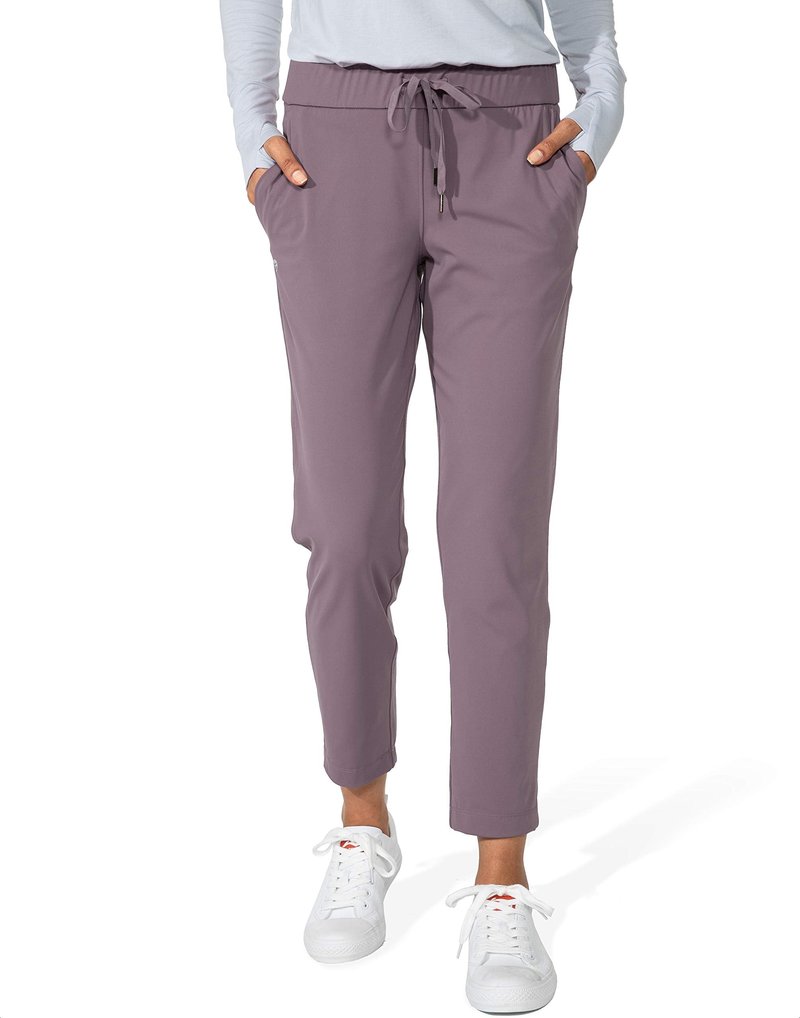 G Gradual Women's Pants with Deep Pockets 7/8 Stretch Sweatpants for Women Athletic, Golf, Lounge, Work (Dusty Purple, Large)