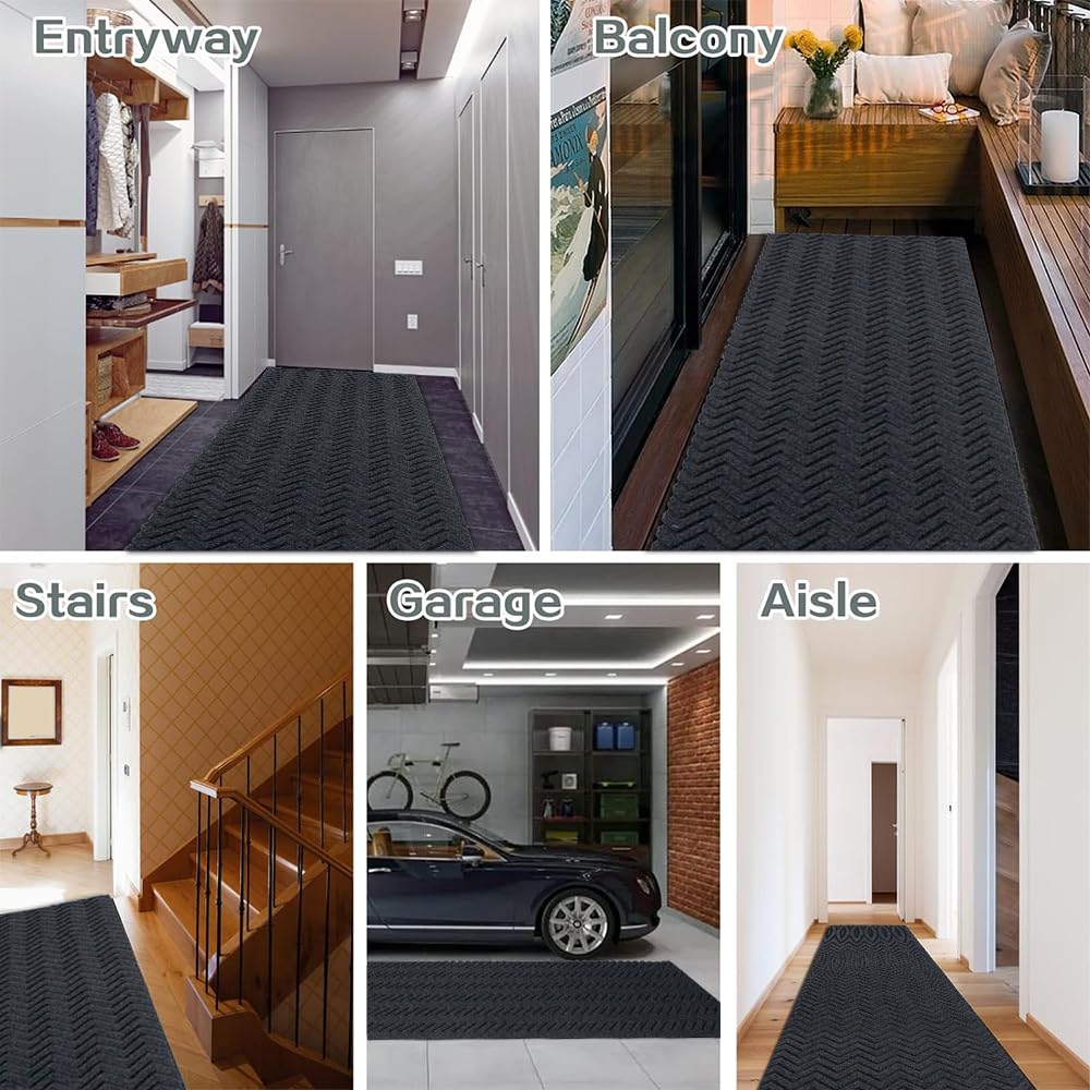 Griclner Runner Rug Indoor/Outdoor Waterproof Carpet Runners 2'X6', Hallway Kitchen Entryway Bedroom Area Rugs with Natural Non-Slip Rubber Backing, Garage mat (Custom Sizes)