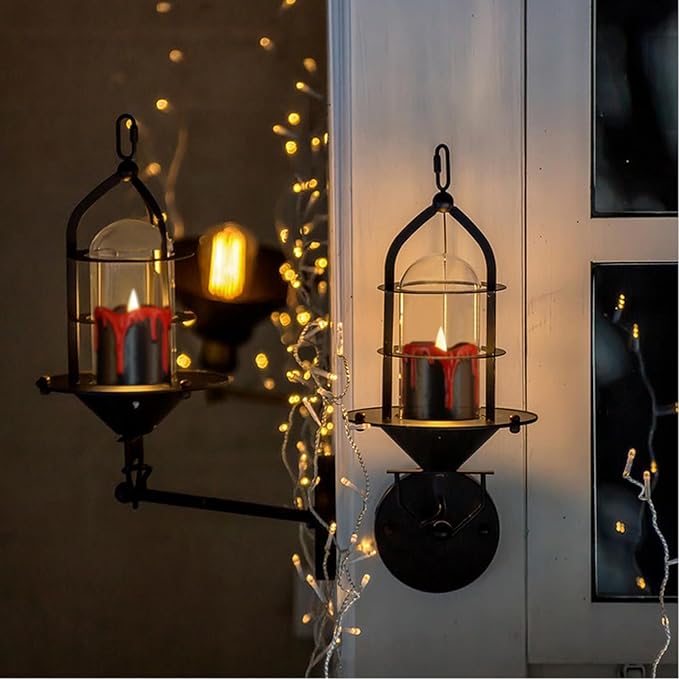 Halloween Flameless Votive Candles with 6H Timer, Black LED Candle Drip Wax, Flickering Tea Lights Candles, Battery Operated Real Wax 6 Pack Φ 2" H 2.3" for Halloween Decorations