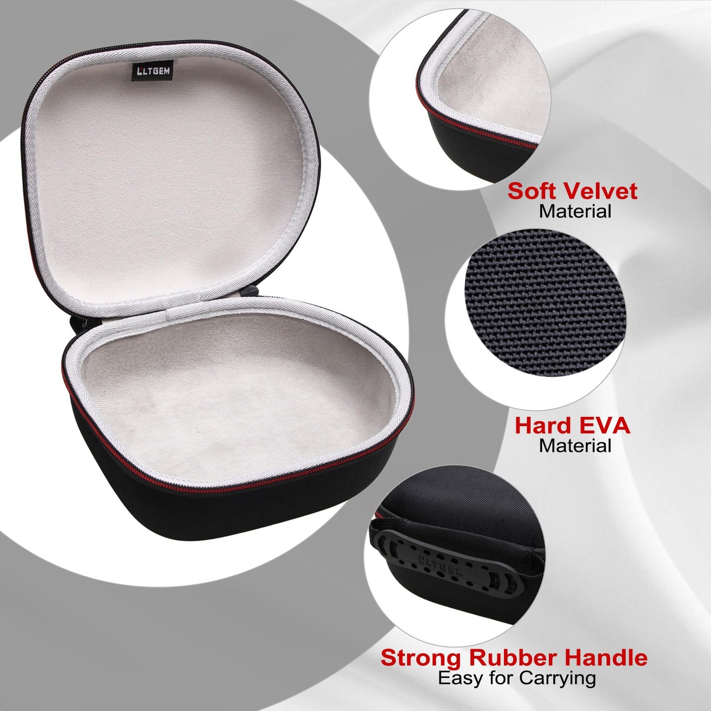 Headphone Headset Case Compatible with Audio-Technica ATH-M20x/JBL/Raycon/Soundcore Anker/Sony/Beats/JLab/TOZO/Logitech/BERIBES/KVIDIO Headphones, Large Headphone Case Hard Shell(Black+Grey)