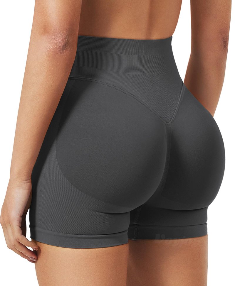 VOYJOY Women Workout Impact Shorts 2.5"/ 3.6"/ 4.5"/ 6" Scrunch Butt Lifting Gym Seamless Booty Biker Shorts Dark Grey
