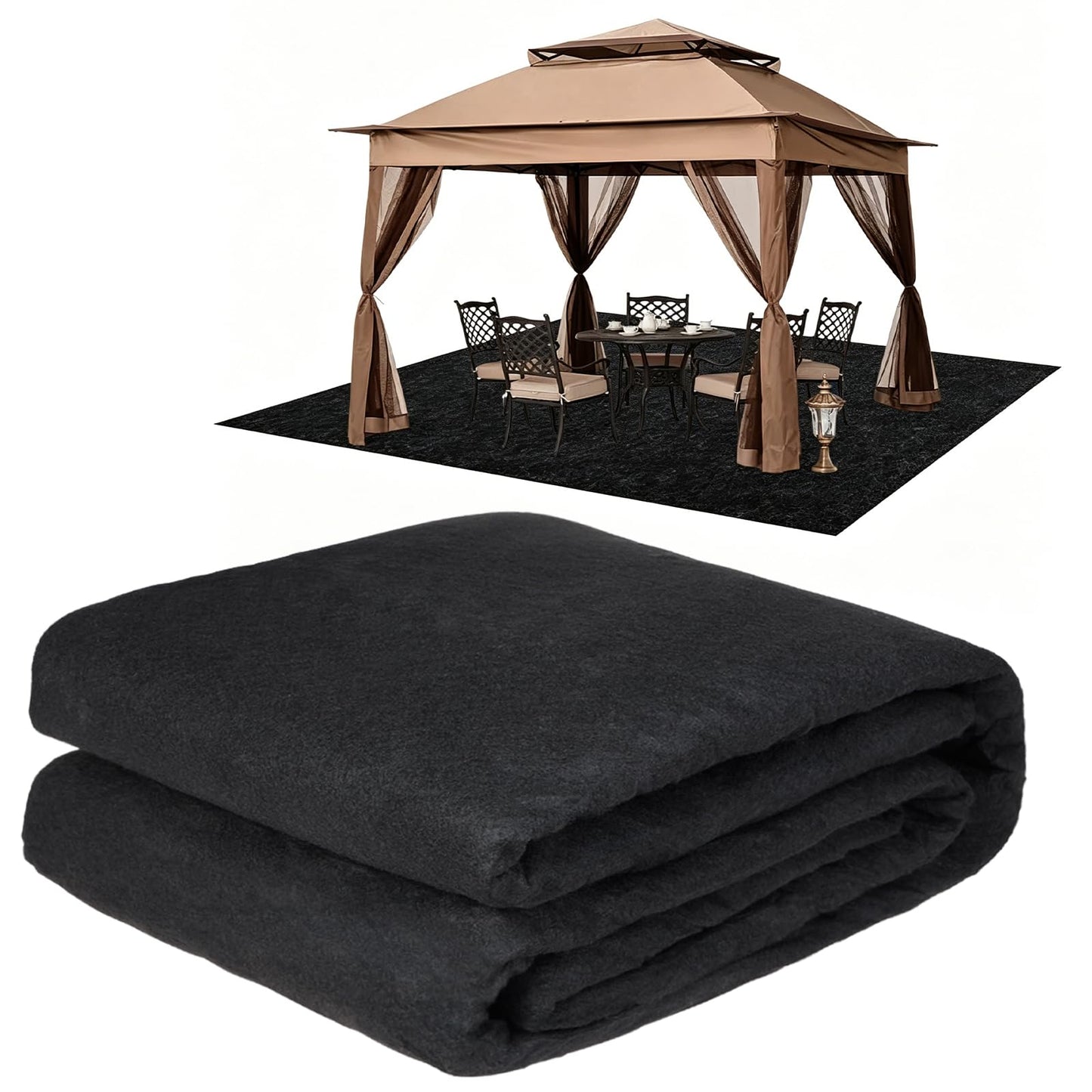 HFYZZ 13x13 ft Outdoor Gazebo Mat, Waterproof Thickened Outdoor Patio Gazebo Tent Rugs Foldable Floor Blanket for Gazebo Picnic Hiking Lawn Outdoor Supplies Garden