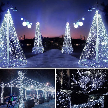 XTF2015 105ft 300 LED Christmas String Lights, End-to-End Plug 8 Modes - UL Certified - Outdoor Indoor Fairy Lights for Christmas Tree, Patio, Garden, Party, Wedding, Holiday (Cool White)