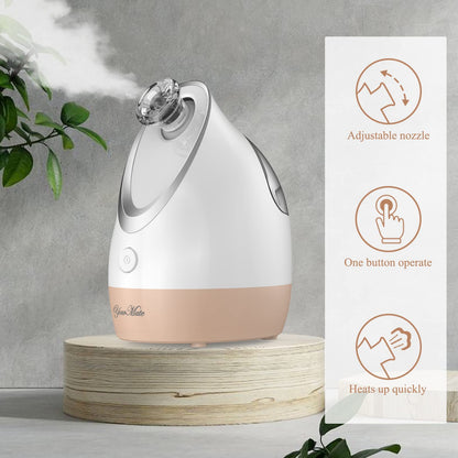 YourMate Facial Steamer Nano Ionic Face Steamer, Adjustable Nozzle with Aromatherapy Warm Mist for Sinuses Moisturizing Humidifier Unclogs Pores, Homeuse Vaporizador Facial (White)
