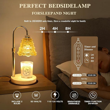 GEEZO Fragrance Candle Warmer Lamp，Electric Candle Warmer with Timer & Dimmer，Mom Christmas Birthday Gifts for Women, House Warming Gifts New Home Bedroom Decor
