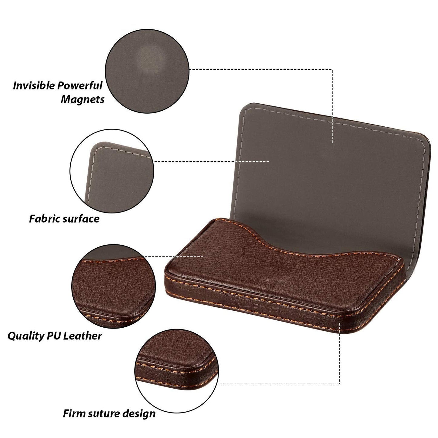 Outus 2 Pcs Business Card Holder, PU Leather Business Card Case Pocket Wallet with Magnetic Shut for Valentines Gift Adult(Black and Coffee)