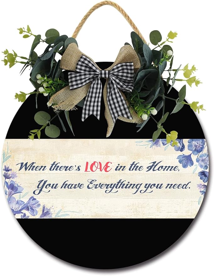 You Have Everything Front Door Sign Funny Wreaths Hanging Wooden Plaque Decoration Round Rustic Wood Farmhouse Porch Decor for Home Front Door Decor, 12 x 12 Inch