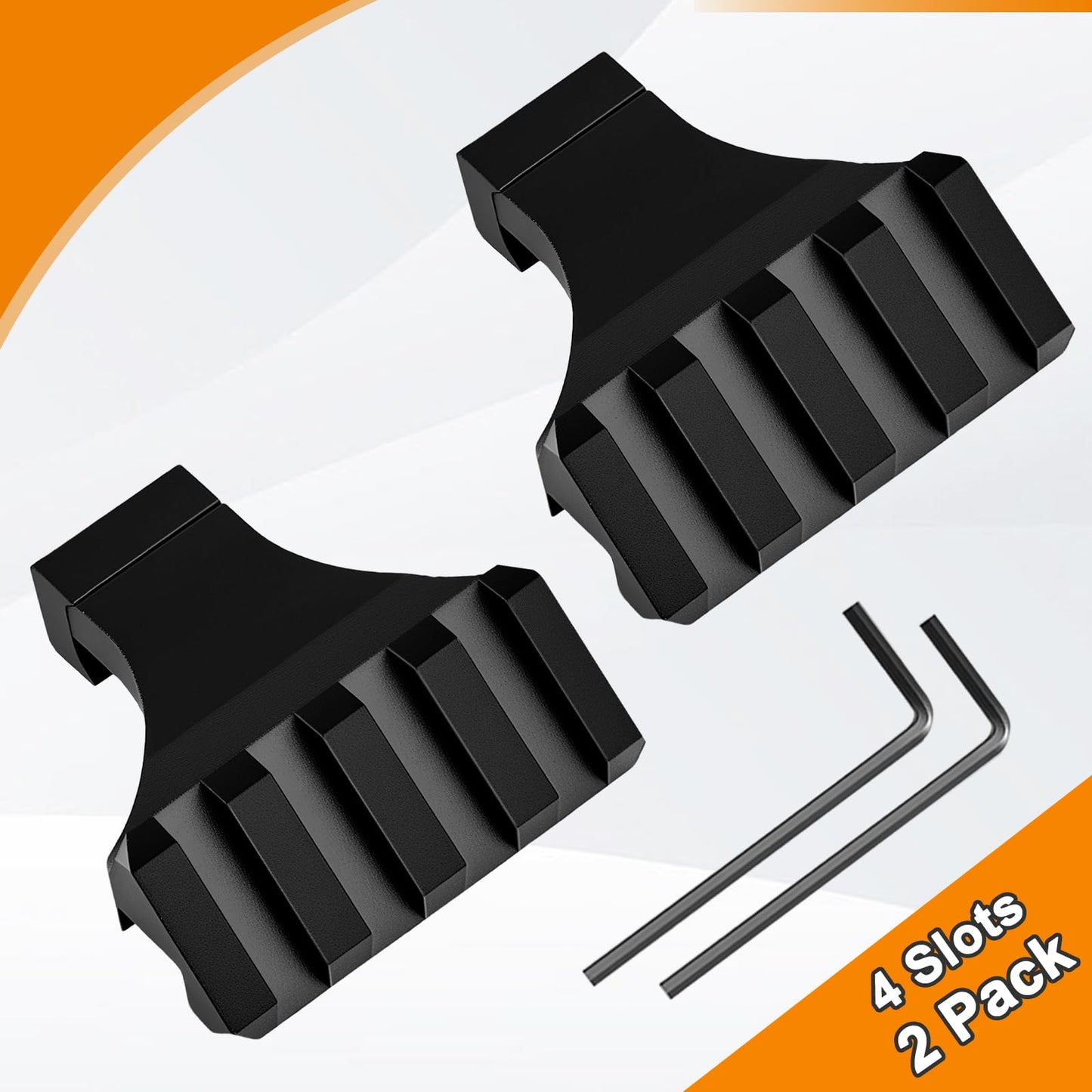 PUKESI Picatinny Offset Rail Mounts, 45 Degree 4 Slots Offset Picatinny Rails 45° Angle Mount Aluminum Low Profile for Flashlight Laser Sight Optics (4 Slot - 2 Pack)