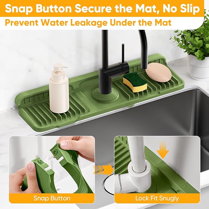 17.7'' Faucet Mat for Kitchen Sink Splash Guard Folding Kitchen Sink Faucet Mat