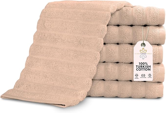 Classic Turkish Towels CTT Luxurious 100% Turkish Cotton Washcloths 6 Pack