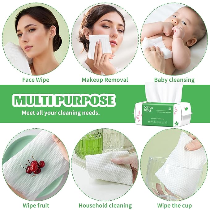 Disposable Face Towel, for Washing Soft Cotton Dry Wipes Facial Cloths
