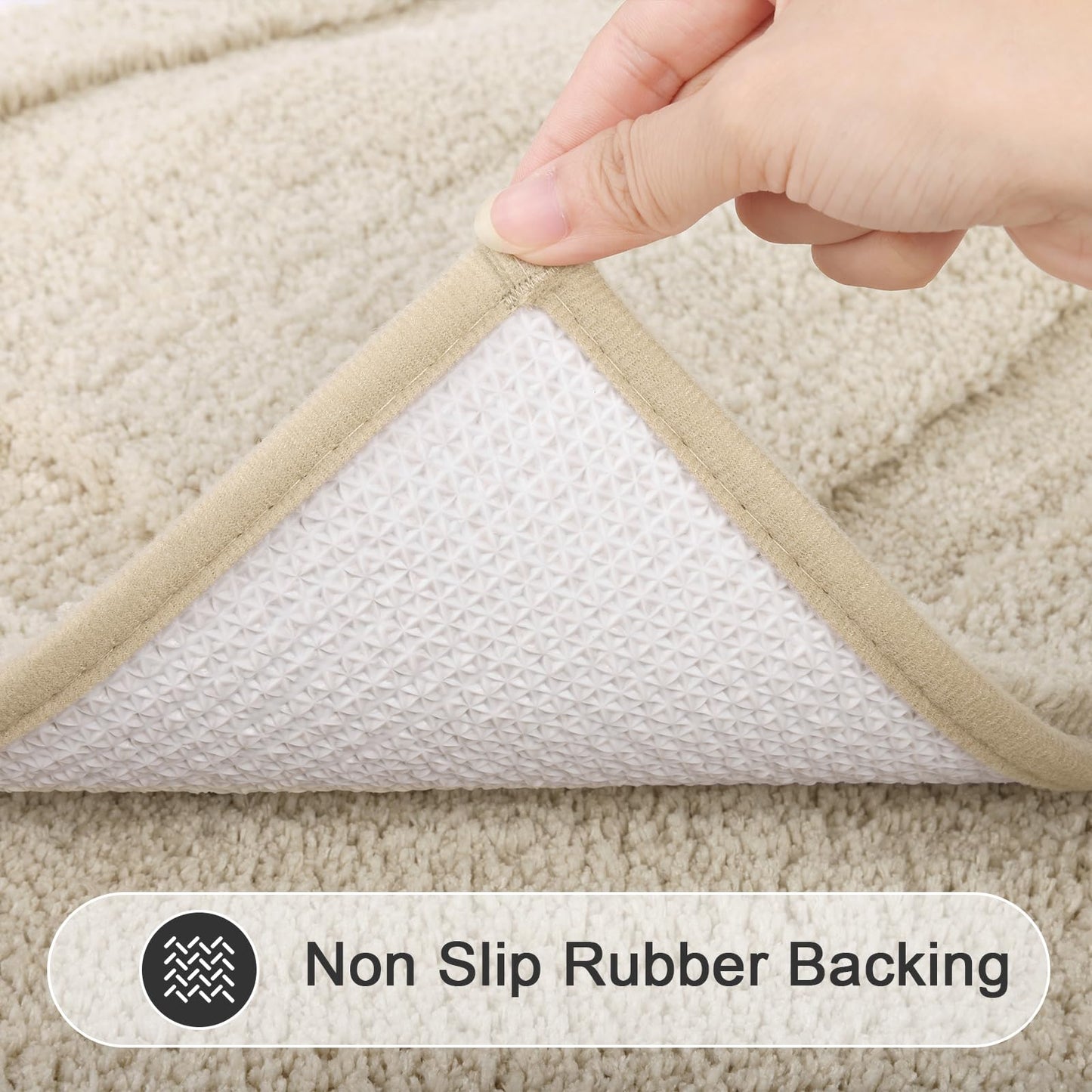 SHACOS Soft Absorbent Bathroom Rugs Set of 2 Pieces with U Shaped Toilet Rug Contour Bath Mats Bath Rugs 20"x24"+20"x32" Non Slip Washable, Light Beige