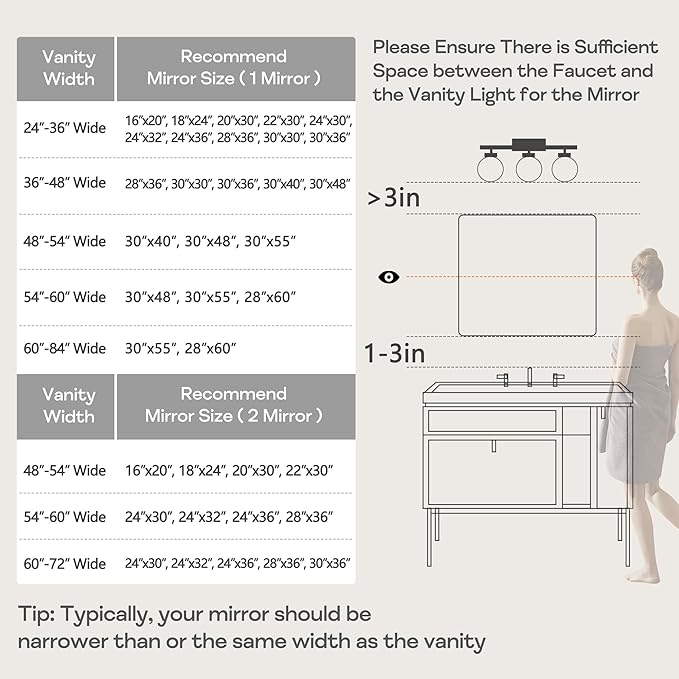 Wall Mount Mirror for Bathroom, Brushed Silver Metal Framed Rounded Corner Square Rectangular Vanity Mirror (24" x 30", Silver)