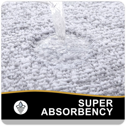 OLANLY Small Bathroom Rugs 24x16, Extra Soft and Absorbent Microfiber Bath Rugs, Non-Slip, Machine Washable, Quick Dry Shaggy Bath Carpet, Bath Mats for Bathroom Floor, Tub, Shower, Grey