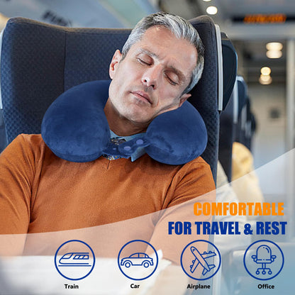 SAIREIDER Neck Pillows for Travel-Head Neck Support Travel Pillow for Traveling, Car, Home, Office Adjustable(Navy Blue)