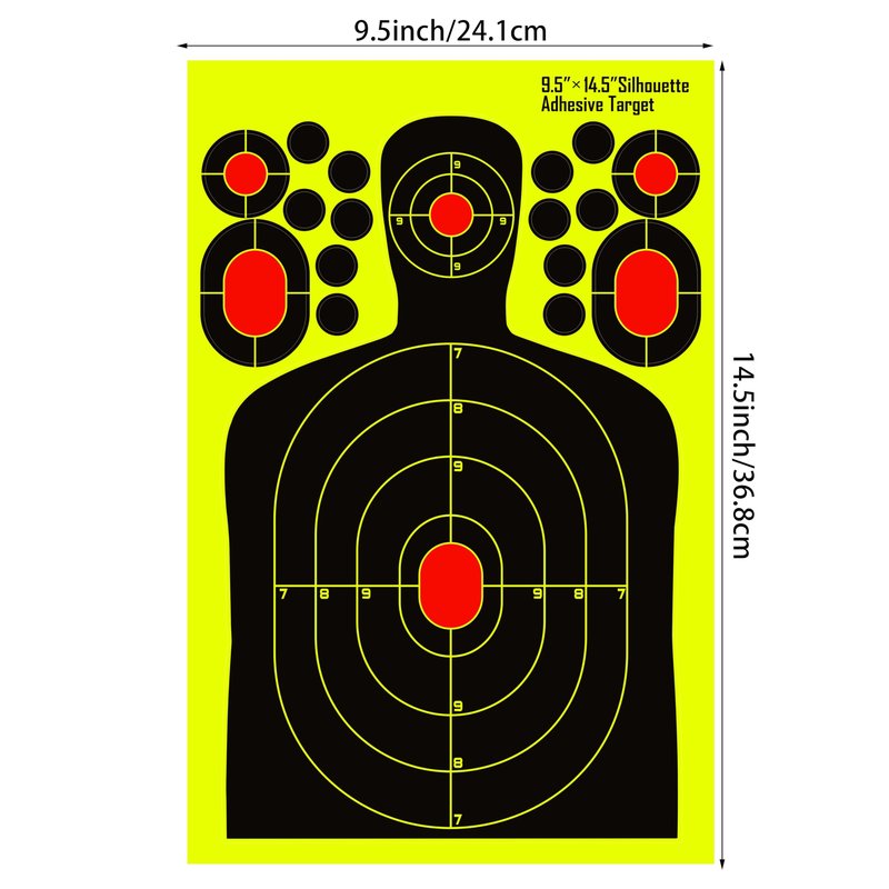 PTPHJEG 9.5x14.5 inch Silhouette Splatter Targets - Bright Fluorescent Yellow Easily seen on Impact When Hitting Target for BB Guns, airguns, Rifles, Indoor and Outdoor ranges (25 Pack)