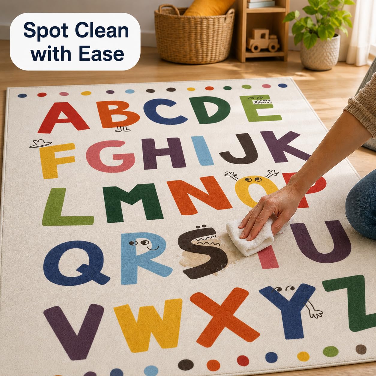 Large ABC Kids Area Rugs 4x6ft, Kindergarten and Preschool Educational Learning Alphabet Area Rugs Playroom Kids Puzzle Rugs Suitable for Children's Rooms,For Nursery, Classroom, Baby Daycare