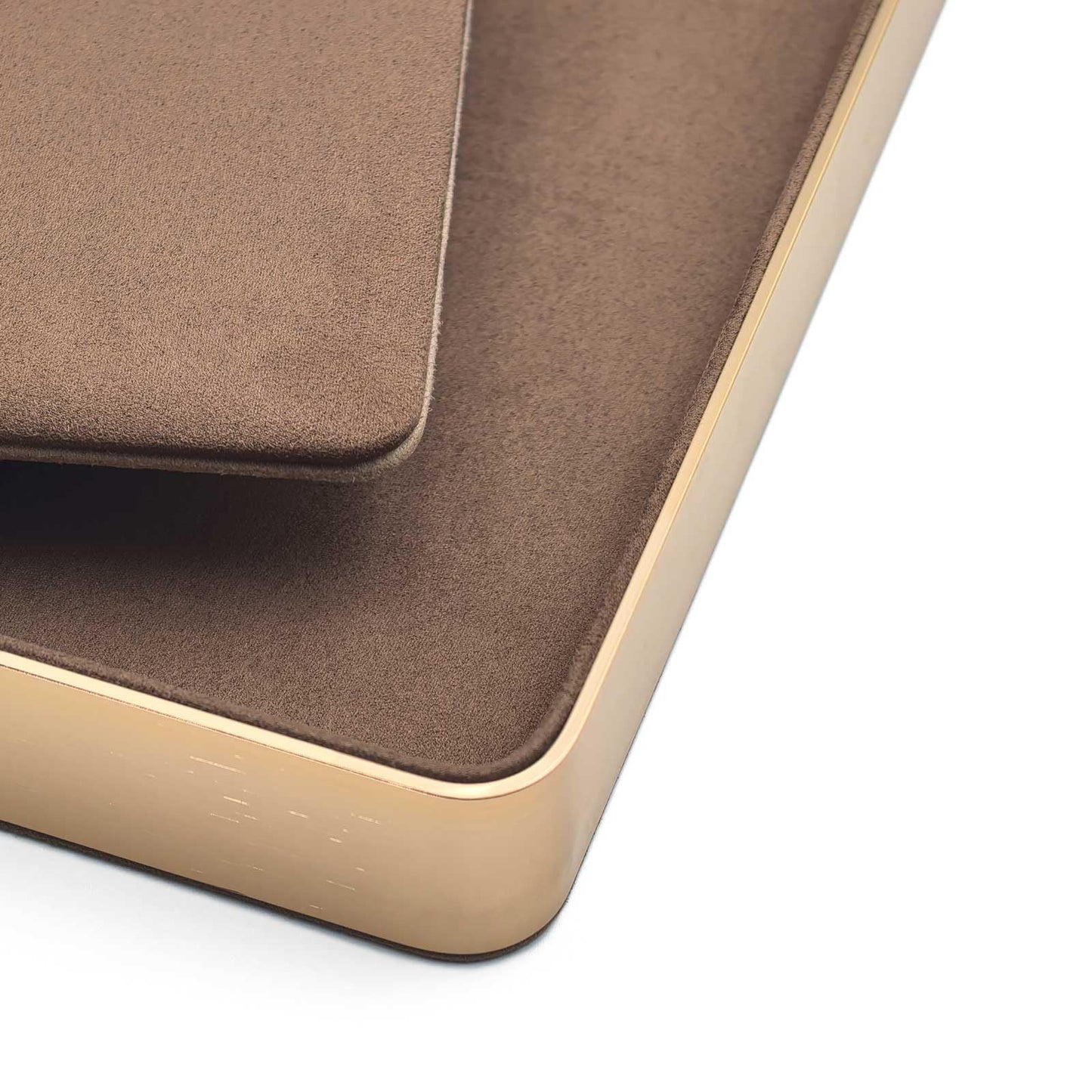 KOLOKAL Metal Jewelry Tray, Valet Tray, Bedside Table and Desktop Organizer. It is Stackable and can be Used to Display Watches, Rings, Earrings and Bracelets（Brown）