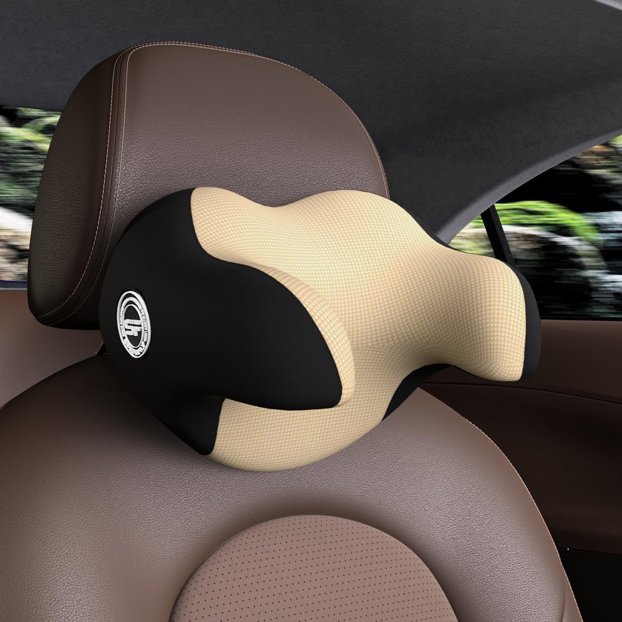 SPRFUFLY Make Relaxing Car Headrest Pillow, Car Pillow for Driving with Adjustable Strap, Breathable Removable Cover & Ergonomic Design - Softness Travel Car Neck Support Pillow(Black, 1PC)