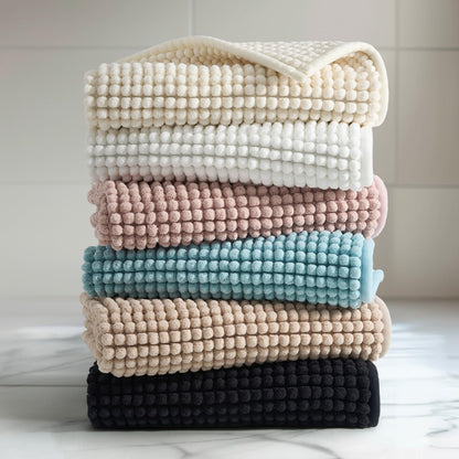 FRESHMINT Thick Chunky Chenille Bathroom Rugs 17"x24", Non Slip Bath Mat for Bathroom Floor, Large Soft Bathroom Decor Accessories, Cute Shower Mat Water Absorbent, Washable, Dusty Pink