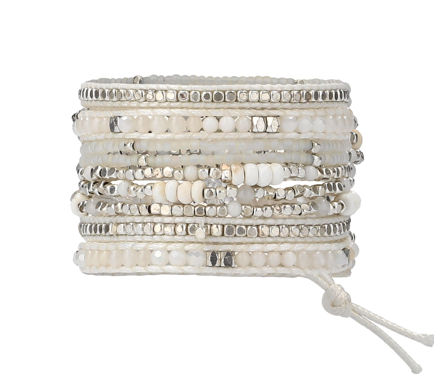 G2F DESIGN Bracelet for Women – Handmade Vegan Boho Natural Stone Layered Bracelet, Thailand Bohemian Stackable Beaded Wrap Bracelets (A13-Chantilly lace)