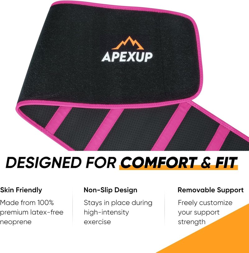 APEXUP Waist Trainer for Women - Lower Belly Fat Stomach Wrap with Removable Lumbar Support | Adjustable Size