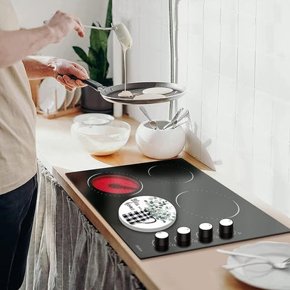 Black and White Grid Pattern Stove Burner Covers, Fresh Green Gas Stove Burner Covers 8 ＆10 Inches Stove Top Covers Electric Stove 4 Metal Stove Cover Gas Stove Top Cover, Cooktop Decorative