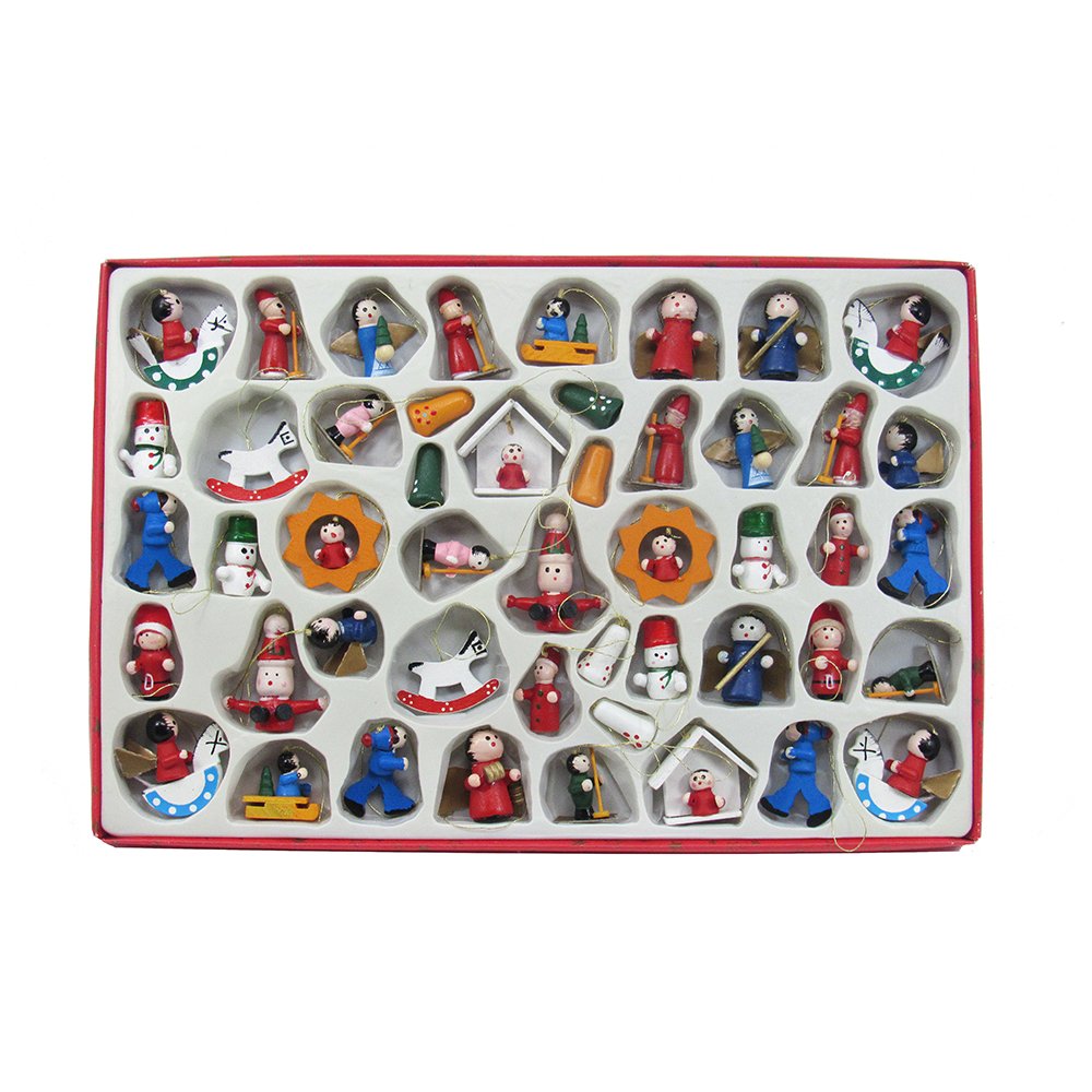 Kurt Adler Petite Treasures Wooden OrnamentMini, Set of 48