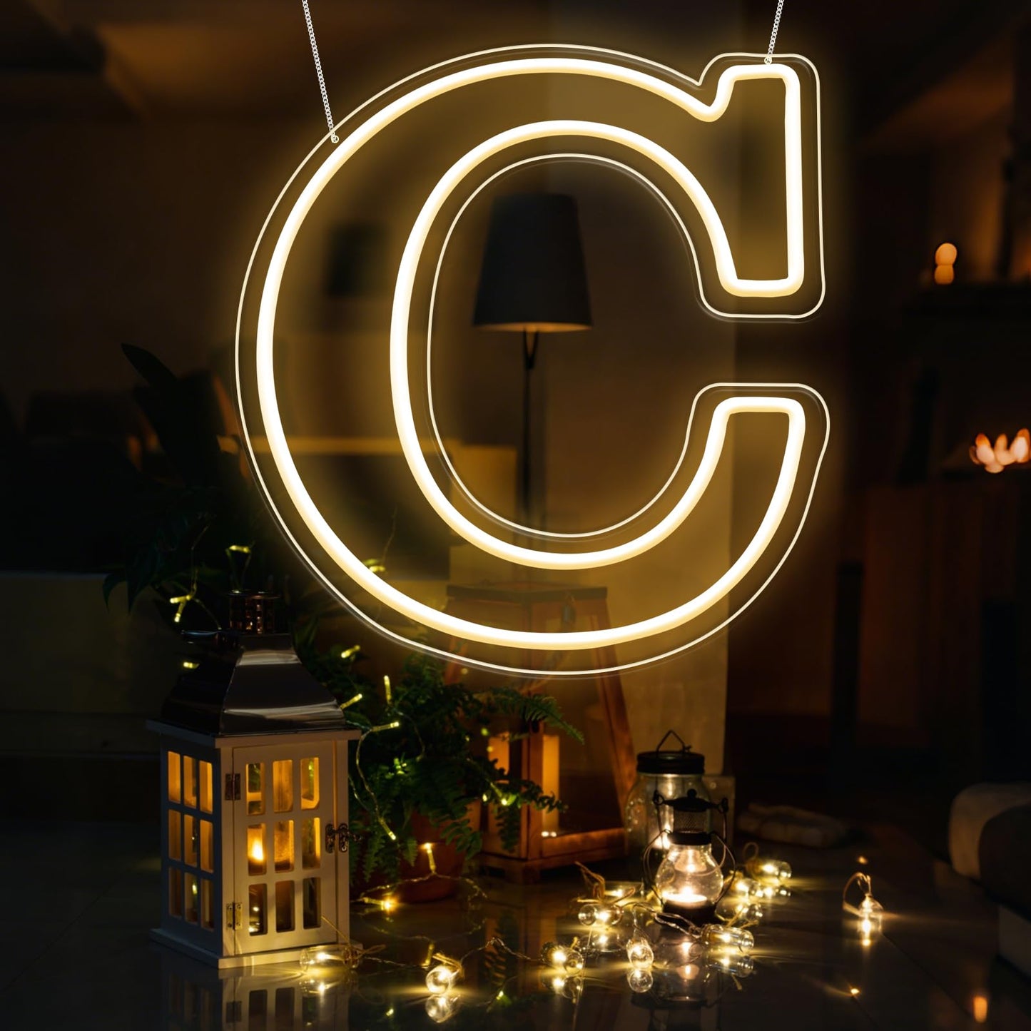 RumonZS Light Up Letters C LED Letters Lights Neon Sign 26 Alphabet 11.4"Decorative Lighted Alphabet for Wedding Party Birthday Bar Christmas Home Decor Letter Lights (Warm White)