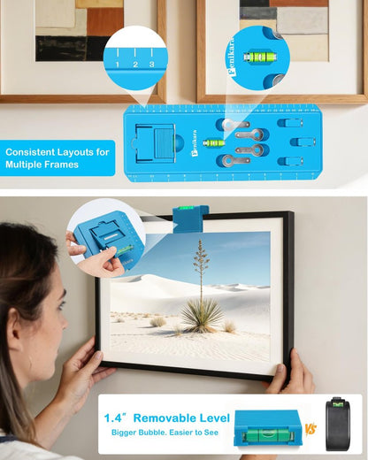 Picture Hanging Kit with Level, Upgraded Picture Hanging Tool, 86Pcs Picture Hangers with Heavy Duty Picture Hanging Hooks, Sawtooth, Wire, Nails, Wall Hangers for Frame, Painting, Art, Photo