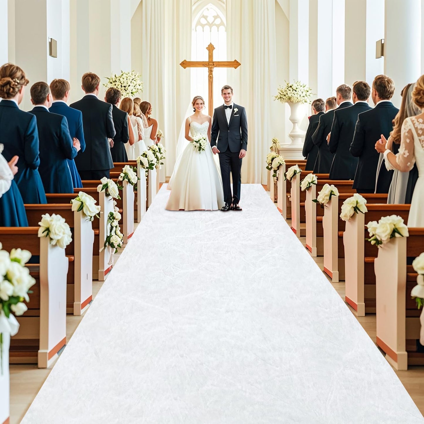 FOTSHARER White Aisle Runners for Weddings 4FTx20FT Long Velvet Aisle Runner for Wedding Ceremony Luxury Aisle Runner Rug Wide Carpet Runner Wedding Runway for Bridal Shower Church Wedding Reception