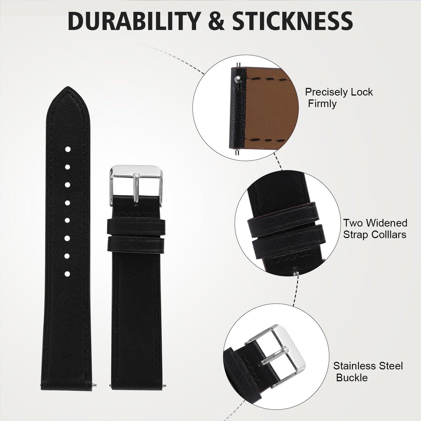 Italy Genuine Leather Watch Bands Men Women Compatible with Samsung Galaxy Watch 3 45mm/ 46mm/Gear S3 Frontier Band, 22mm Leather Watch Straps Quick Release Wear-resistant Smartwatch Replacement Strap
