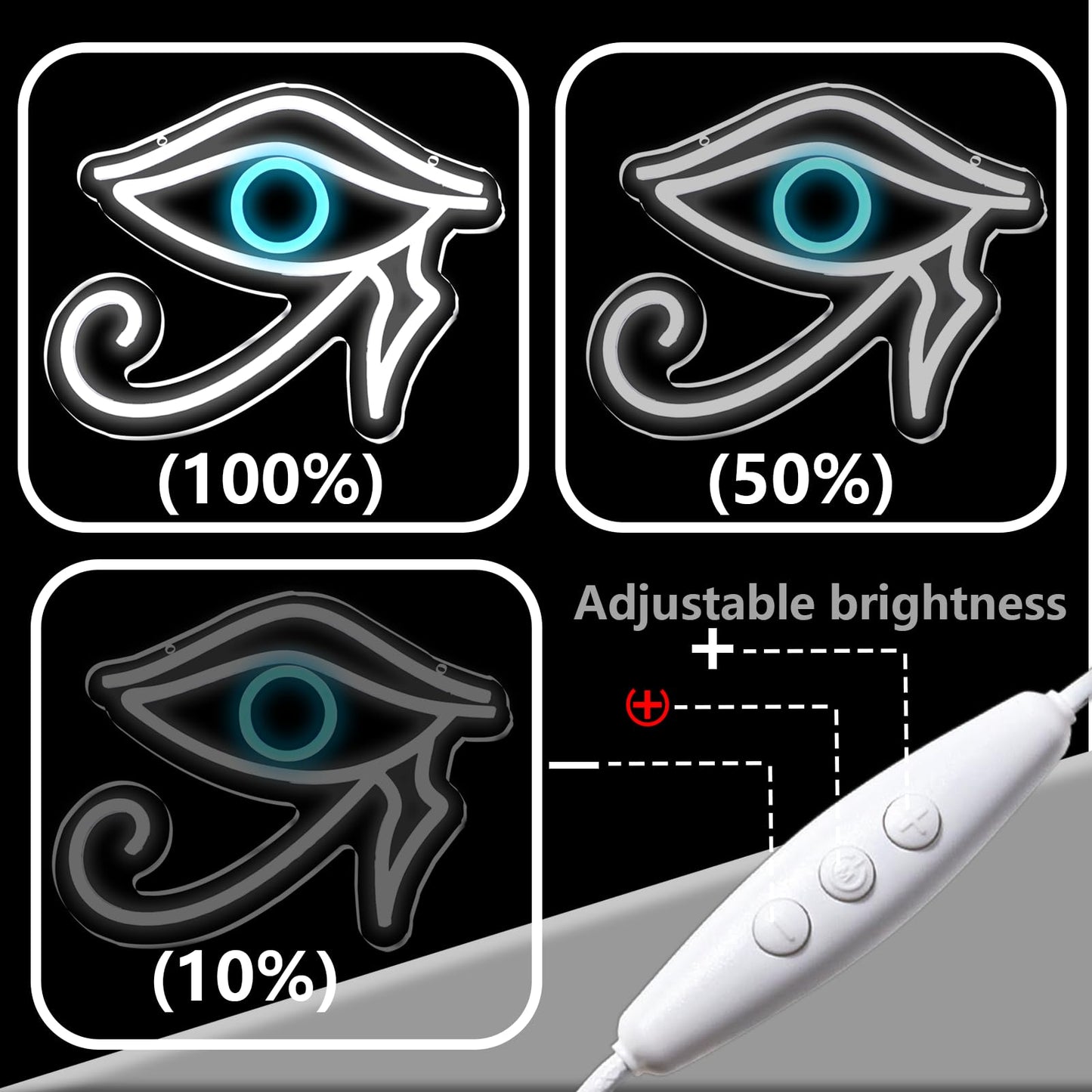 MOERBENCHI Eyes Neon of Horus Sign Evil Eye Neon Sign for Wall Decor, USB Dimmable LED Light for Game Room Bedroom Man Cave Bar Birthday Party Decoration Christmas Gifts(11 * 9inch)