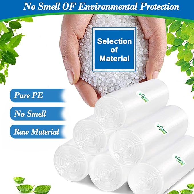 1.2 gallon trash can liners, Small clear Garbage Bags 300, Extra Strong 1.2 Gal