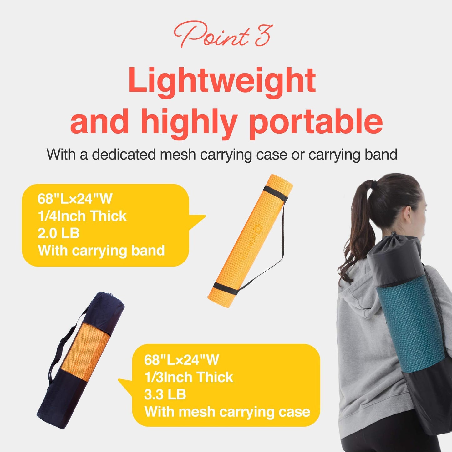 PrimasoleLight Green‌ Non Toxic Yoga Mat with Poses - 68"Lx24"Wx1/4 Inch Non-Slip Workout Mats for Home, At Home Workout Mat with Carry Strap for Yoga Pilates PSS91NH044NA