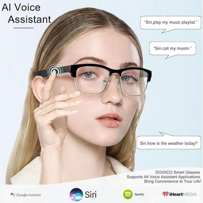 Smart Glasses Bluetooth-Audio Glasses for Men Women with Alexa, Built-in Mic, Blue Light Filter&Polarized Lenses for All Smart Devices Voice Assistant